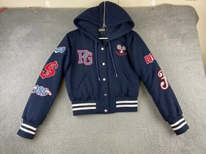 Poster Girl Fine AF Jacket Navy Blue Varsity S Women's High School Letterman - Picture 1 of 14