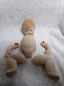 9" Porcelain 6 Pc. Doll "DIONNE" NEW Doll Making & Crafting Head torso legs arms - Picture 1 of 15