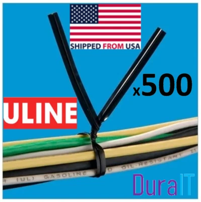 new reusable uline 500 black 6”  5/32 plastic twistties for gift cable Trash ba - Image 1 of 4