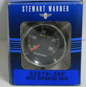 # 82879-36P Stewart Warner Mechanical Water Temperature Gauge Kit Black / Yellow - Picture 1 of 3