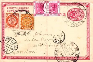 CHINA 1898 Cover Dragon PEKING via HONG KONG to London England, RARE! (c277) - Picture 1 of 2