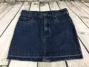 Free People Womens Size 2 Dark Wash Distressed Raw Hem Denim Jean Skirt LKNW - Picture 1 of 7