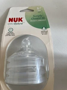 NUK Simply Natural Silicone BPA Free Bottle Nipples 6+ Months Anti-Colic 2 Pack - Picture 1 of 1