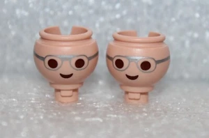 Playmobil 2x Head Glasses Silver (Europe / Man) Top Condition - Picture 1 of 3