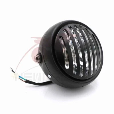 Lámpara de montaje lateral de faros de parrilla de 6 1/2" para Harley Café Racer Bobber Foto 1 de 4