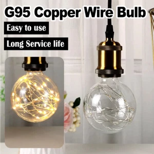 Colorful Led Copper Wire Bulb E27 Light Edison Bulbs G95 Round Ball Lamp Rgb - Picture 1 of 15