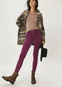 Anthropologie Pilcro 28 High-Rise Button-Fly Skinny Corduroy Pants Jeans - Picture 1 of 16