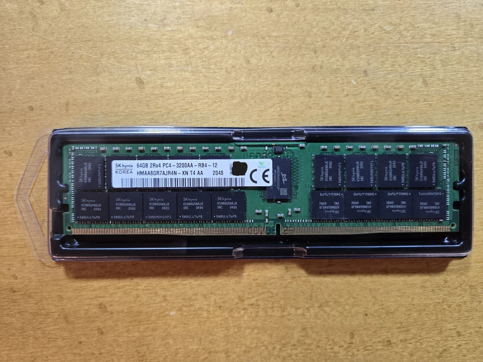 Hynix 64GB PC4 3200AA DDR4 25600 2RX4 Server Memory RAM HMAA8GR7AJR4N-XN - Image 1 of 1