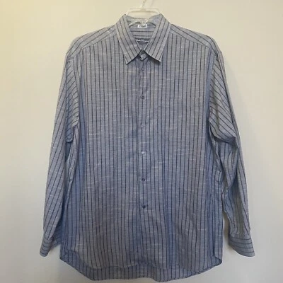 Camisa Salvatore Ferragamo Hecha en Italia Vintage Gris Rayas Abotonada Algodón XL Foto 1 de 4