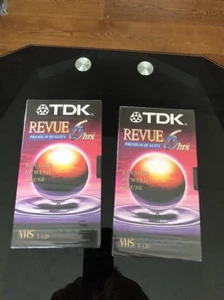 Neu versiegelt TDK Revue VHS T-120HS 6 Stunden (2) Videokassetten - Bild 1 von 4