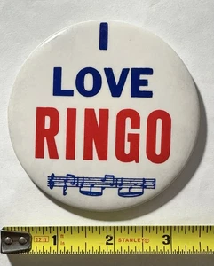 Vintage I LOVE RINGO Large Beatles 3 1/2" Badge, Made In USA - Picture 1 of 3
