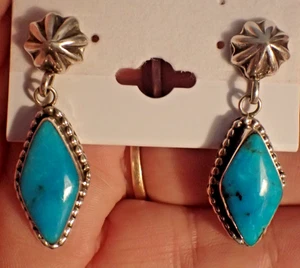 Chaco Canyon Sterlingsilber Kingman Türkis Marquise Ohrhänger - Neu mit Etikett - Bild 1 von 7