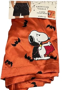 Neu mit Etikett American Eagle Satin Boxer mit Tasche Gr. S-M-L-XL Halloween Snoopy orange #7 - Bild 1 von 9
