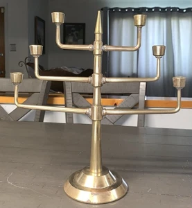 A3 Vintage schwerer 6 armiger Skandinavier ? KIRCHENLEUCHTER KERZENLEUCHTER MASSIV MESSING - Bild 1 von 24