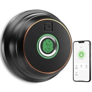 Cerradura de puerta de entrada sin llave con huella digital, cerradura inteligente de cerrojo con control de aplicaciones, bioma - Imagen 1 de 17