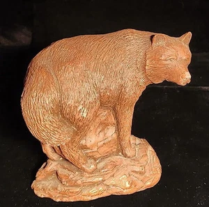 FIGURINA ORSO SCULTURA IN RESINA (4 1/2") GESSO DIPINTO MARRONE - Foto 1 di 6