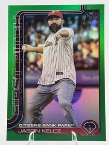 2025 Topps Series 1 - Jason Kelce Green Rainbow Foil First Pitch FP-1 /99 - Picture 1 of 2
