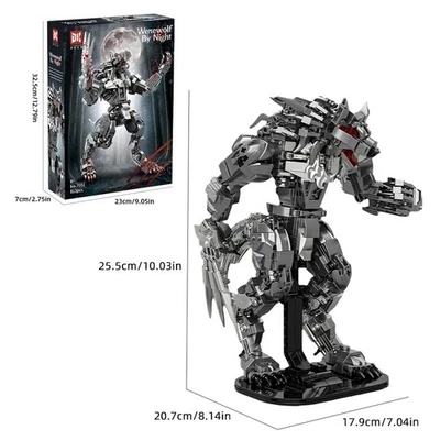 🌑 ¡Hombre lobo noche oscura! Modelo de bloques mecánicos de armadura plateada de 813 piezas Foto 1 de 4