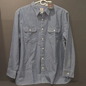 Levis The Worker Uomo Relaxed Fit Blu Chiaro Manica Lunga Bottoni Taglia XL - Foto 1 di 4