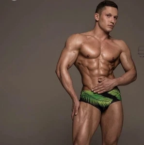 Danny Miami VOITOI Palms Drawstring Men’s Swimwear Brief Medium Black Green - Picture 1 of 5