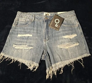 NWT Insane Gene MID Rise Distressed Denim Shorts Women's Size Large - Picture 1 of 11