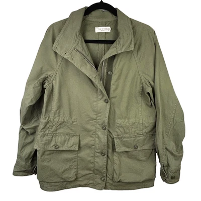 Rag & Bone Utility Jacket Military Khaki Green Cargo Pockets Full Zip Canvas S - Image 1 of 4