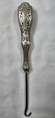 古董维多利亚新艺术风格装饰设计银盘纽扣钩 — 第 1/3 张图片