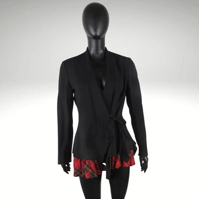 IVAN GRUNDAHL Women's Black Tartan Check Designer Jacket Wool Wrap Cardigan 38 - Image 1 of 4