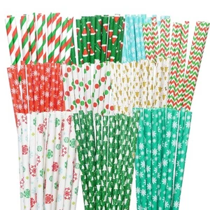 Christmas Paper Straws - Pack of 200 in 10 Designs - Biodegradable Christmas ... - Picture 1 of 7