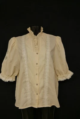 Gr.50 Trachtenbluse creme Bluse für Dirndl Distler mit Spitze TB9997 - Bild 1 von 4