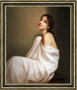 Original Oil Painting art chinese female girl on canvas 24"x36" - Picture 1 of 2