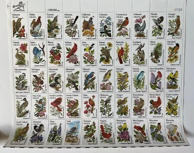 STATE BIRDS AND FLOWERS (1982) #1953-2002 Full Sheet of 50 Postage Stamps - Image 1 of 4