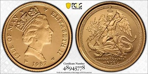 1987PM Isle Of Man Fine Gold 1/10 Ounce Angel Privy (Ana) - PCGS PR68 DCAM - Picture 1 of 2