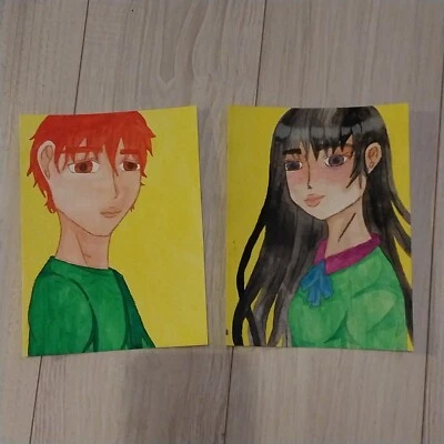 Juego de 2 títulos de papel acuarela pinturas gouache de 6x8 pulgadas con ella y con él A1 Foto 1 de 4