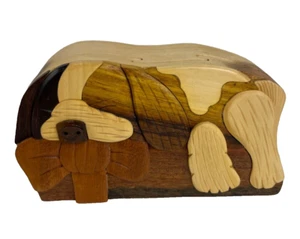 Wooden CARVER DAN'S Dog Puzzle Trinket Box - Vietnam - Picture 1 of 10