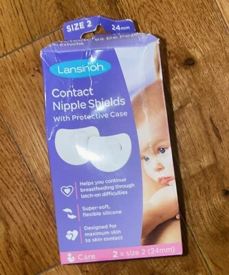 Lansinoh Contact Pezon Shields con Estuche de Transporte, Paquete de 2, Tamaño 2, 24 mm NUEVO Foto 1 de 2