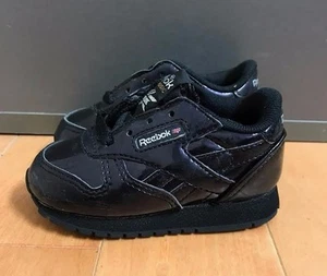 REEBOK CLASSIC PEARLIZED BLACK PEARL VINTAGE GIRLS BABY TD SZ 2-10C  81-39386 - Picture 1 of 5
