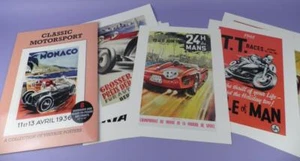 Set of 8 Large Varnished Classic Motorsport Prints, Grand Prix, T.T. Races etc. - Picture 1 of 1