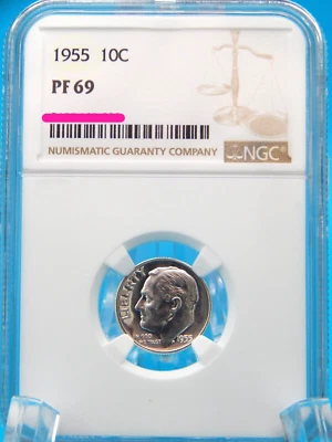 1955 SILVER ROOSEVELT DIME NGC PF 69 (BT662) - Image 1 of 3