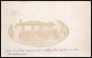 Alexander, New York, Geo. Curtiss General Store B4 Fire, siehe Nachricht, Postkarte RPPC - Bild 1 von 5