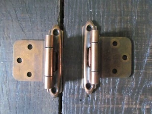 VTG Cabinet Hinge Copper Tone Overlay Face Mount 2 1/8" Holes NOS - Picture 1 of 5