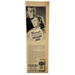 Packers Pine Tar Shampoo Cigarettes Vintage Print Ad 40s Beauty Products - Picture 1 of 6