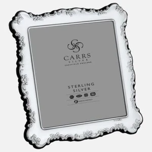 CARRS - Traditional Sterling Silver Photo Frame With Grey Velvet Back - 5" - Picture 1 of 3