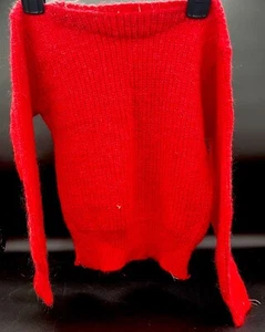 Maglione vintage bambini a costine rosso lavorato a maglia anni '60 '70 retrò morbido 26"" petto - Foto 1 di 10