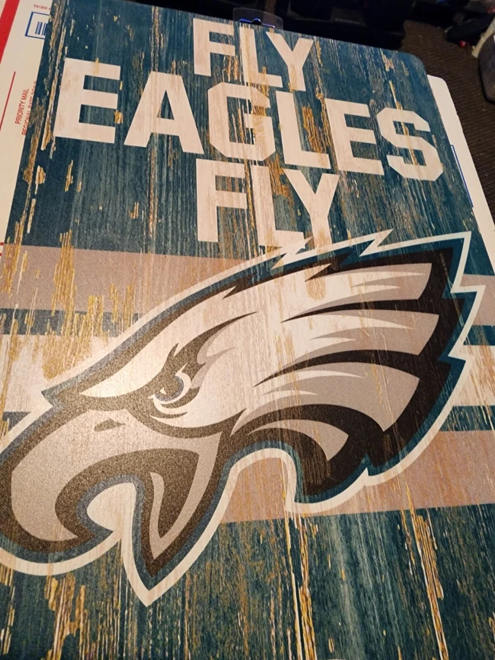 ФИЛАДЕЛЬФИЙСКИЕ ОРЛЫ СОСТАРЕННАЯ ДЕРЕВЯННАЯ ТАБЛИЧКА 11X17 ДЮЙМОВ - Изображение 1 из 4