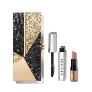 NEW BOBBI BROWN X EDIE PARKER Dripping In Luxe Black Gold Glitter Holiday Clutch - Picture 1 of 11