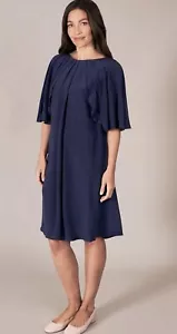 Stunning Blue Illusion Silk Waterfall Dress Was $229.99 w A Free Gift 🩵 - Foto 1 di 11
