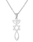 Stainless Steel Jewish Star Of David Ichthys Hanukah Silver Choker Necklace