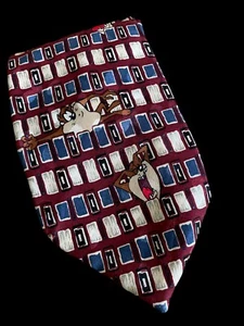 Vintage Tasmanian Devil Looney Tunes Men's Neck Tie Silk Novelty Necktie Taz - Picture 1 of 5