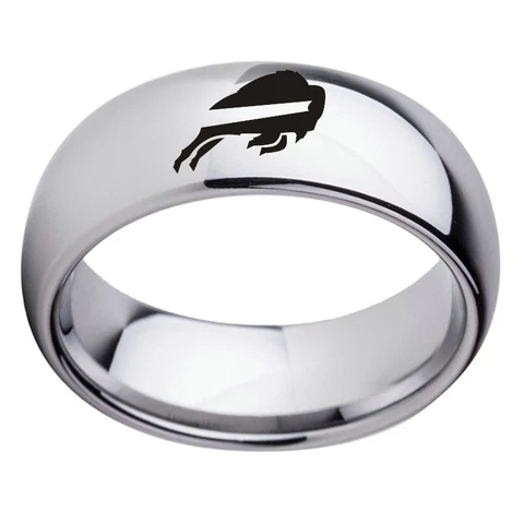 Buffalo Bills Football Team Stainless Steel Silver Men's Ring Band Size 6-13 Cover